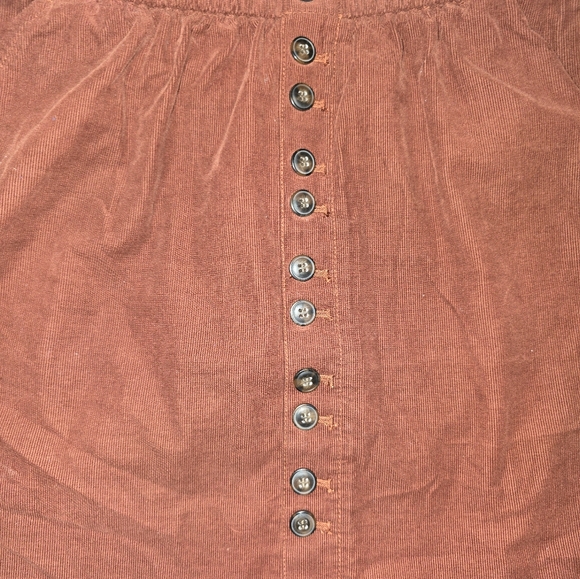 Madewell Corduroy Paperbag Button-Front Mini Skirt Size XS Burnt Orange - Picture 3 of 5